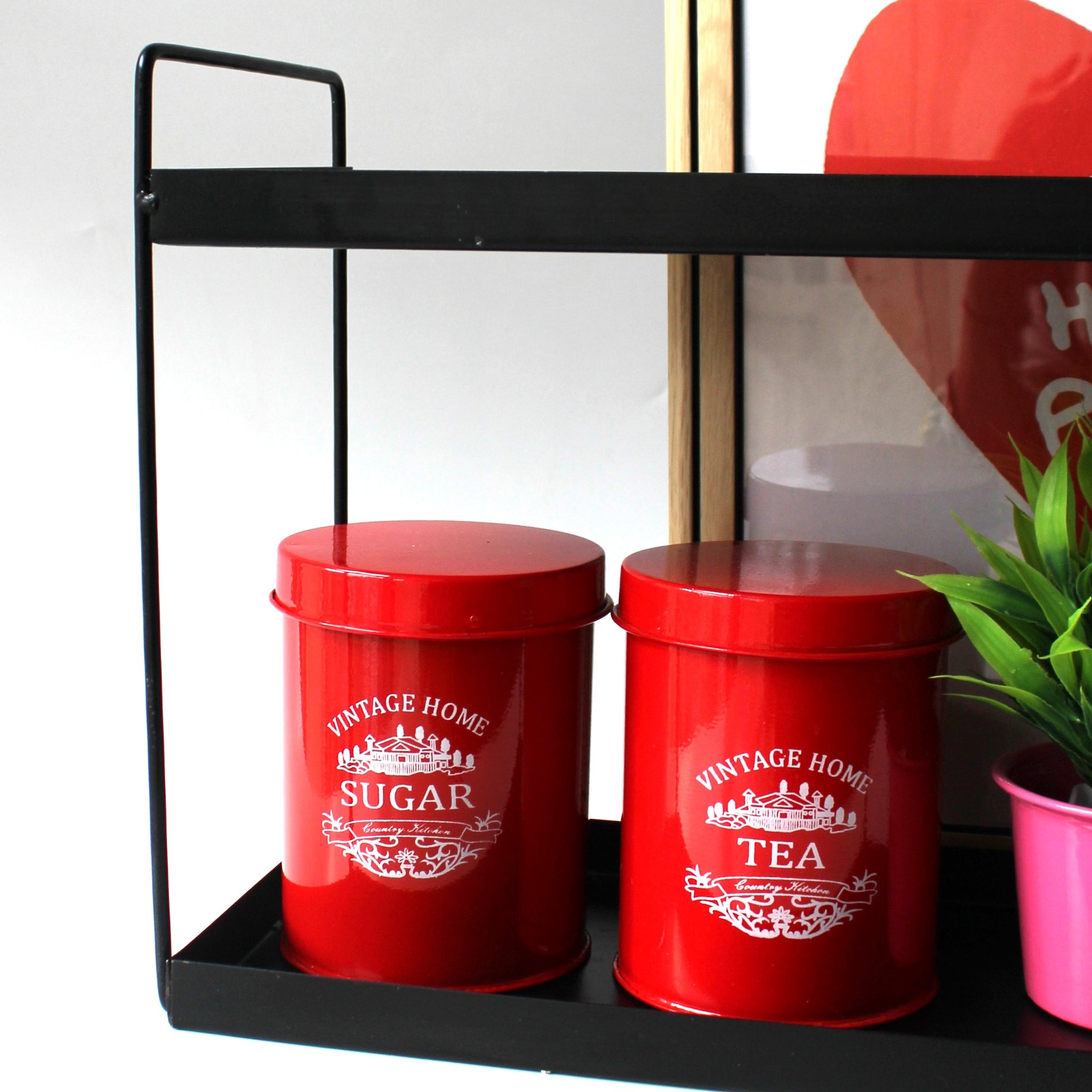 Kitchen Containers Set (2 Pcs)- Red, Air Tight