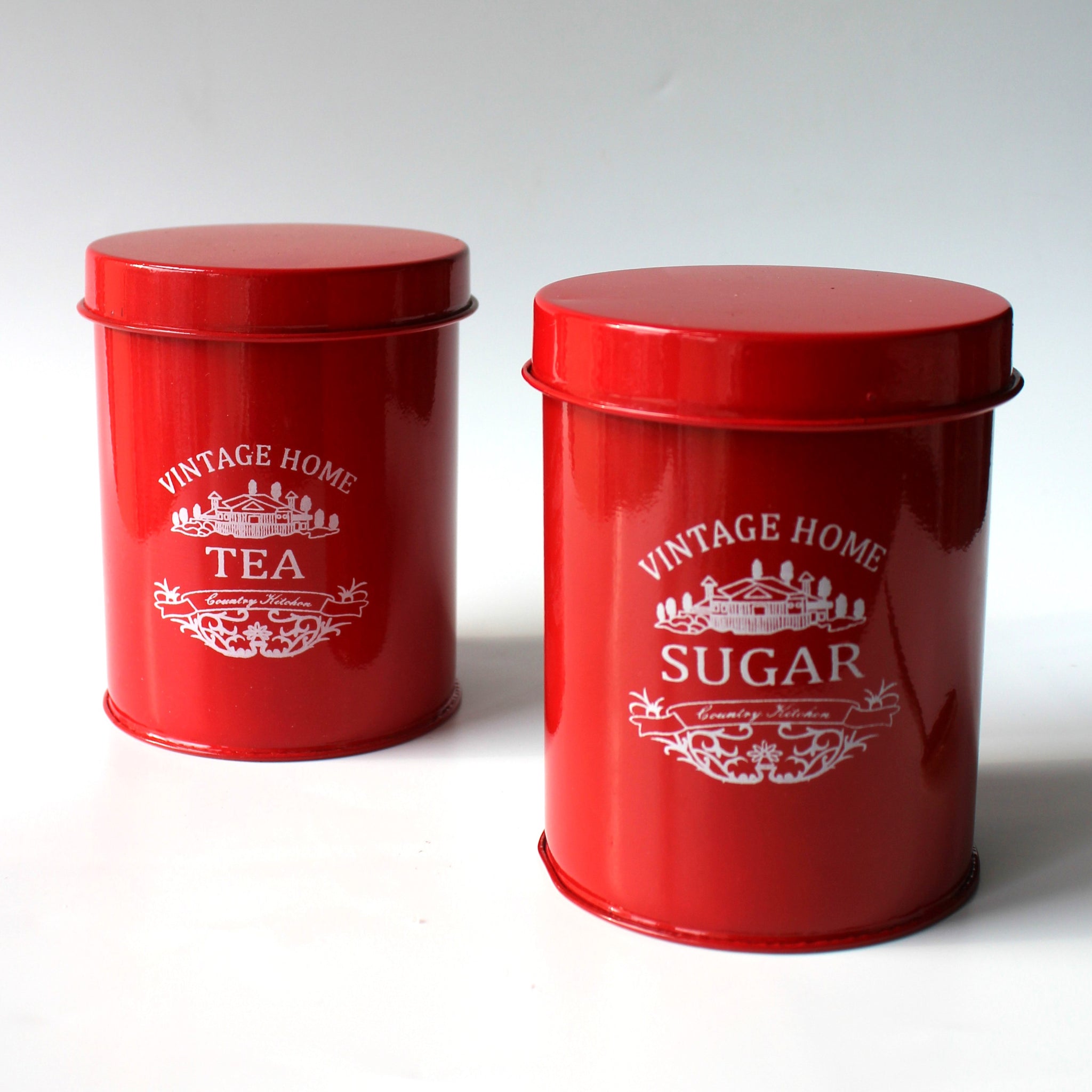 Kitchen Containers Set (2 Pcs)- Red, Air Tight