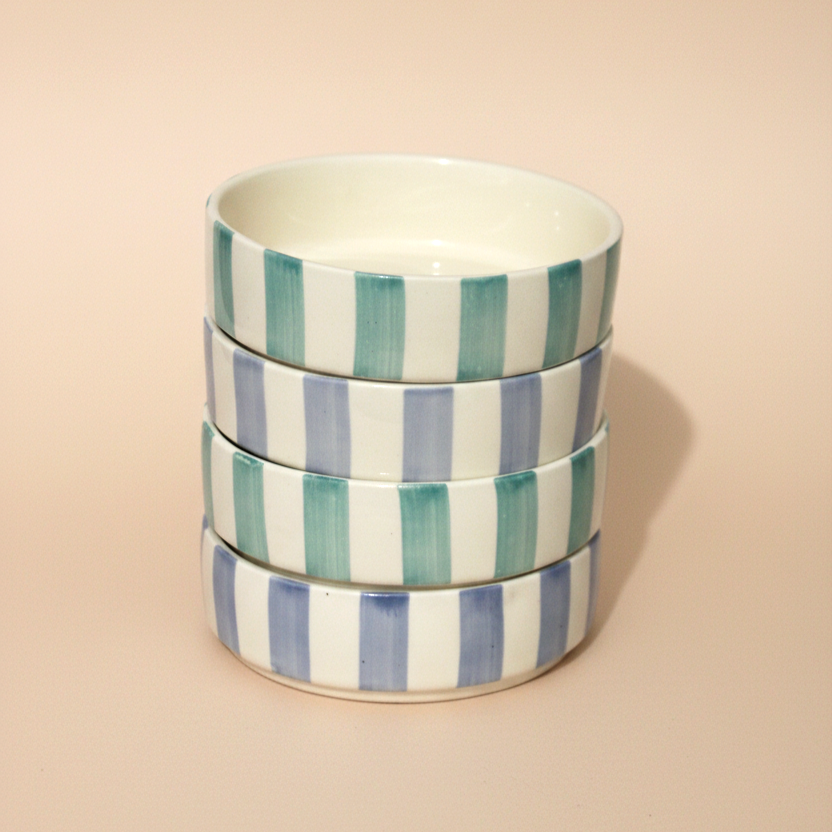 Coastal Stripes Multipurpose ceramic Bowl Set(400ml)