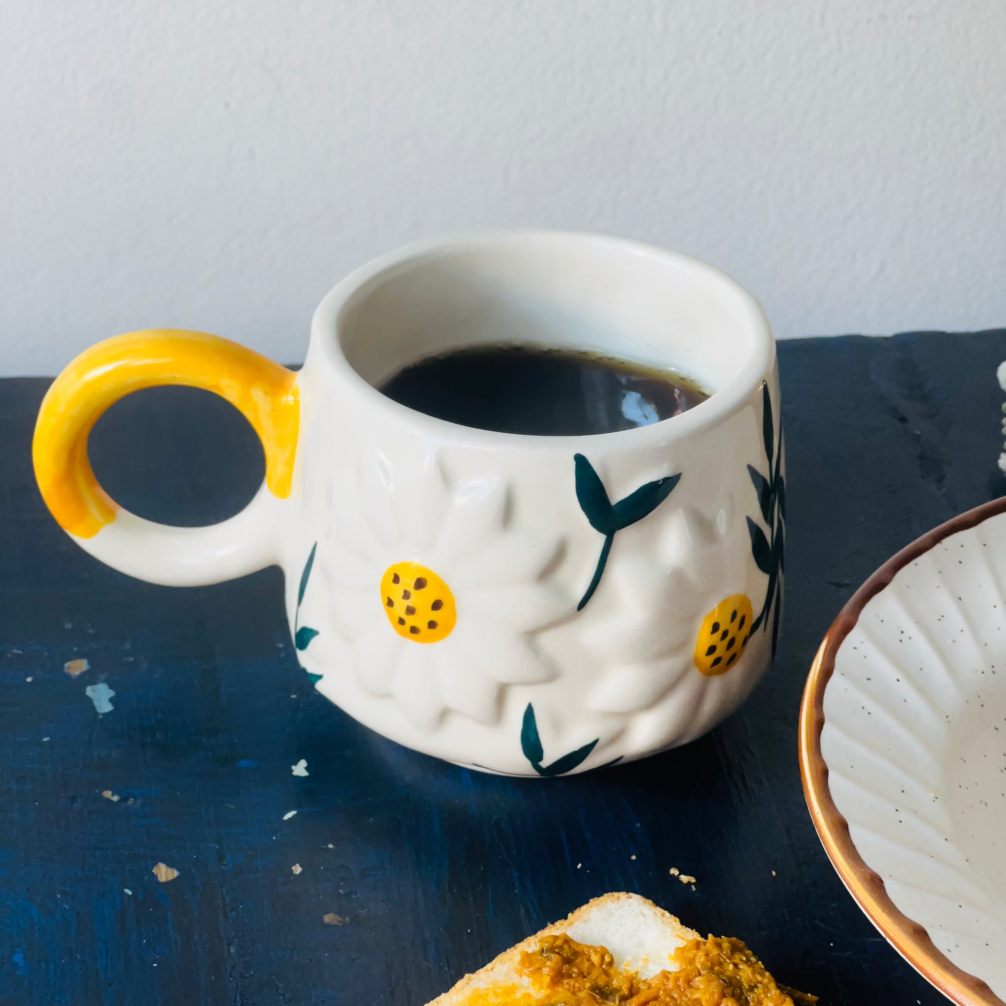 Sunflower Mug + Off-White Deep Plate Combo