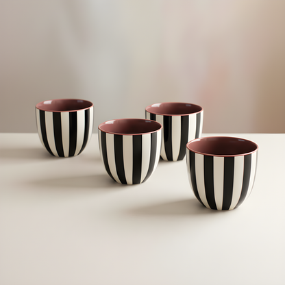 Chai Kulhad Set- Monochrome Stripes Tumblers