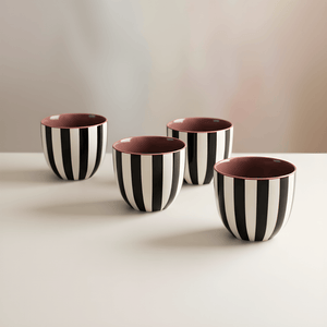 Chai Kulhad Set- Monochrome Stripes Tumblers (Set of 4)
