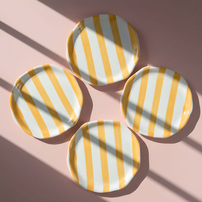 Yellow brushstroked 6.5" Plate- Quarter plates