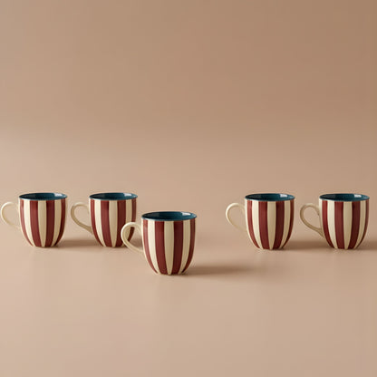 Chai Cups Set- Ruby Stripes, (Set of 4)