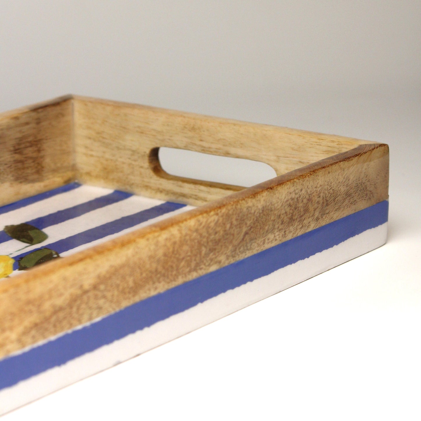 Lemonade stripes Serving Tray- 14"X 8" (Mango wood)