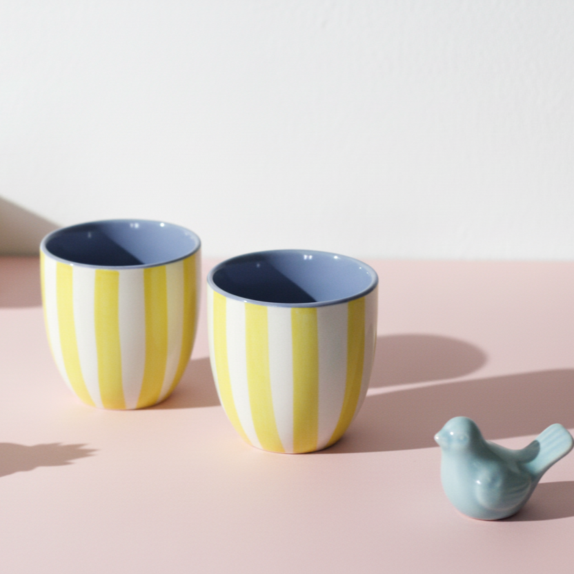 Chai Kulhad Set- Lemon Stripes Tumblers (Neo Edition)
