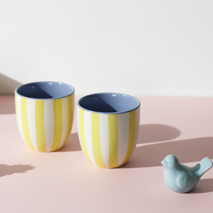 Chai Kulhad Set- Lemon Stripes (Neo Edition)