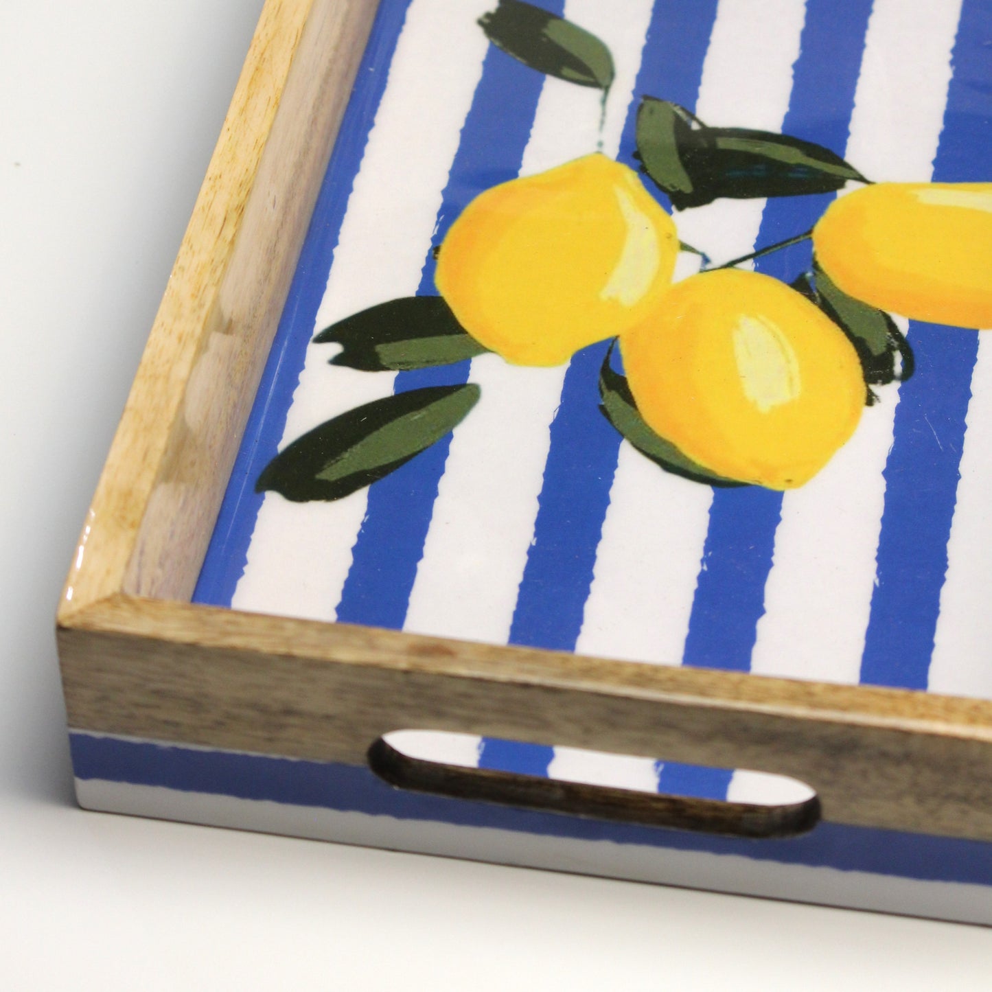 Lemonade stripes Serving Tray- 14"X 8" (Mango wood)